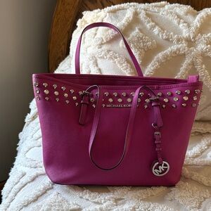 Michael Kors Fuchsia Studded Tote